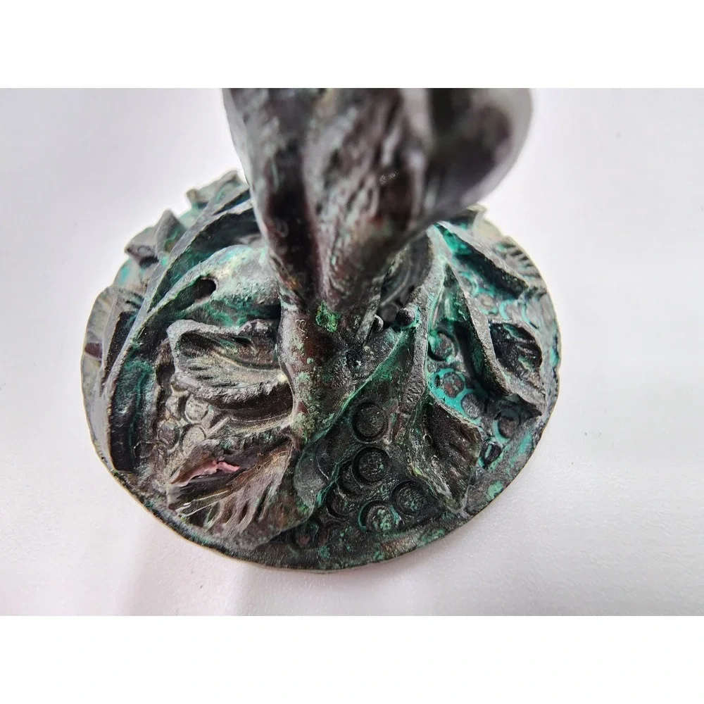 Antique‎ French Bronze Art Nouveau Candlesticks Flower Rose Motif Petina
